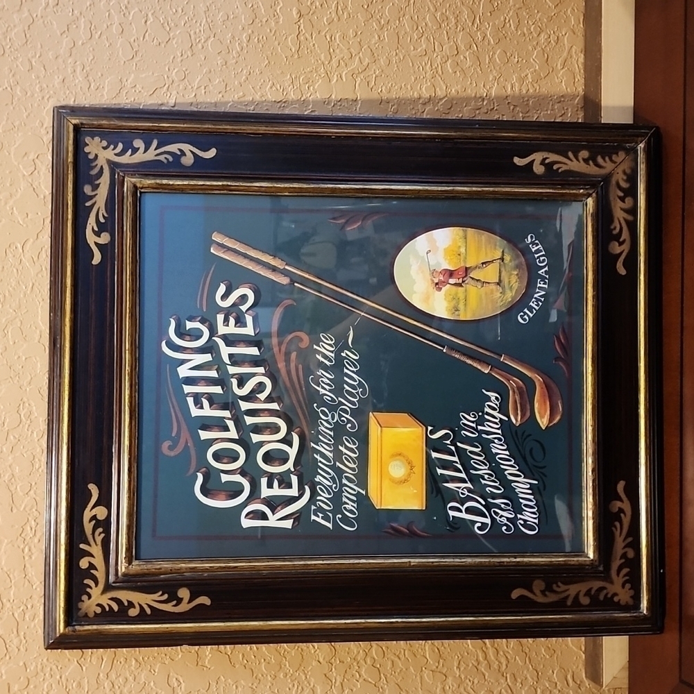 VINTAGE FRAMED GOLF ART WORK - Picture 2 of 4